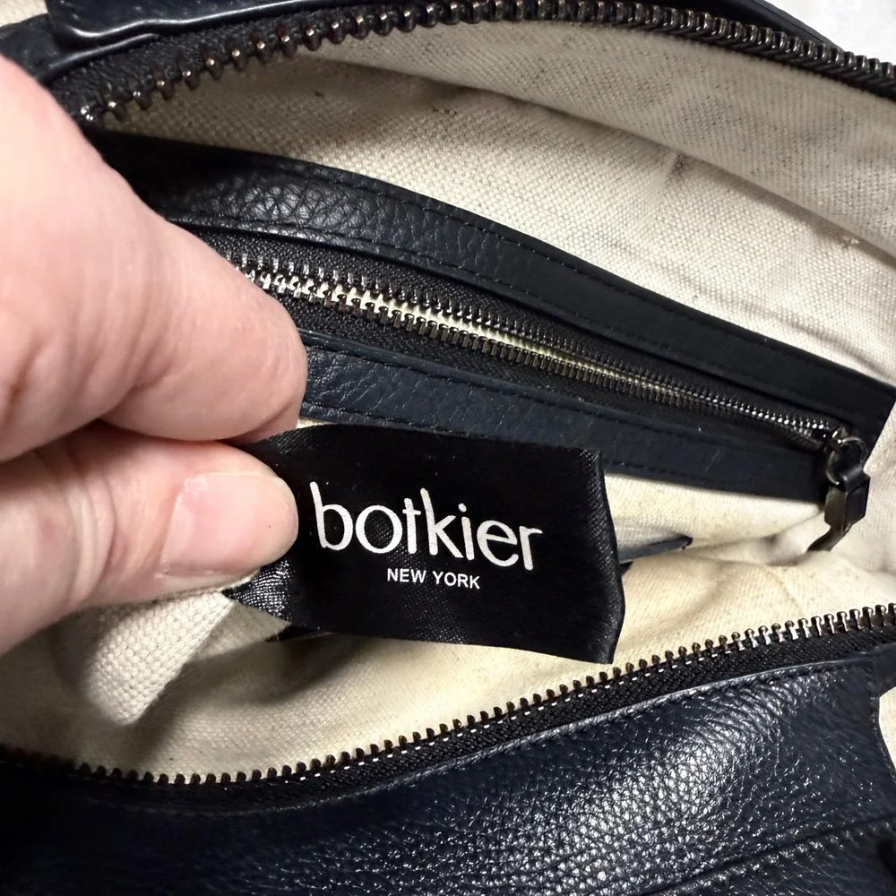 Botkier Trigger Black Pebbled Leather Satchel Bag Gunmetal‎ Hardware Tassels